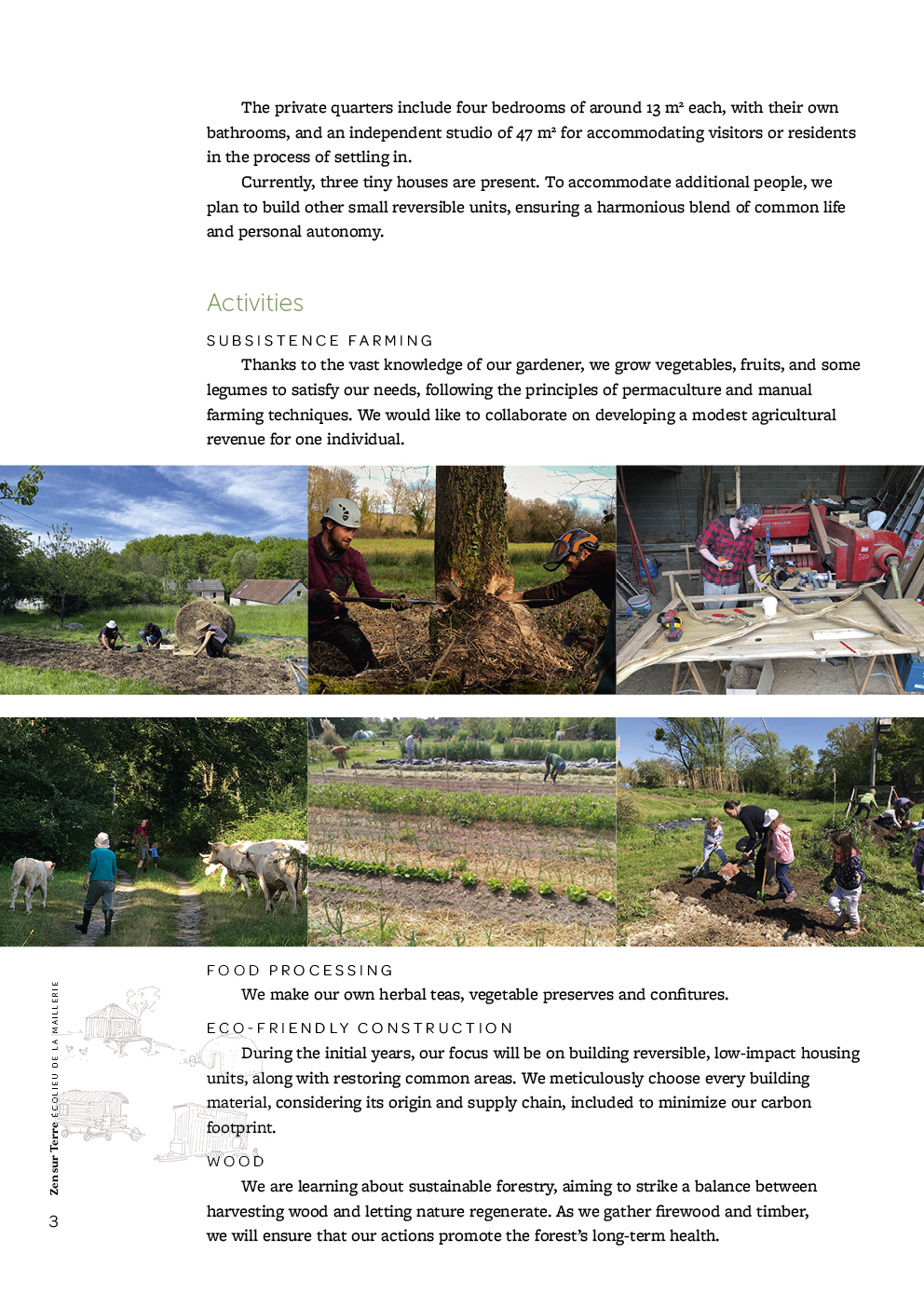 Third page of the Zen sur Terre presentation brochure