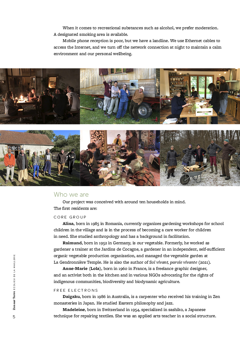Fifth page of the Zen sur Terre presentation brochure