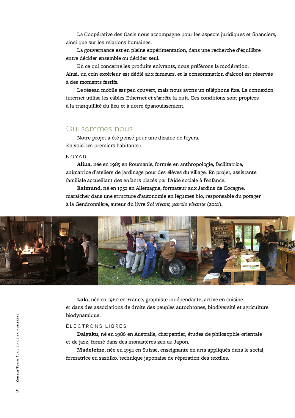 Cinquième page de la plaquette de présentation de Zen sur Terre